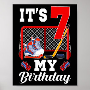 Affiche C'est mon 7e anniversaire Thème de hockey sur glac
