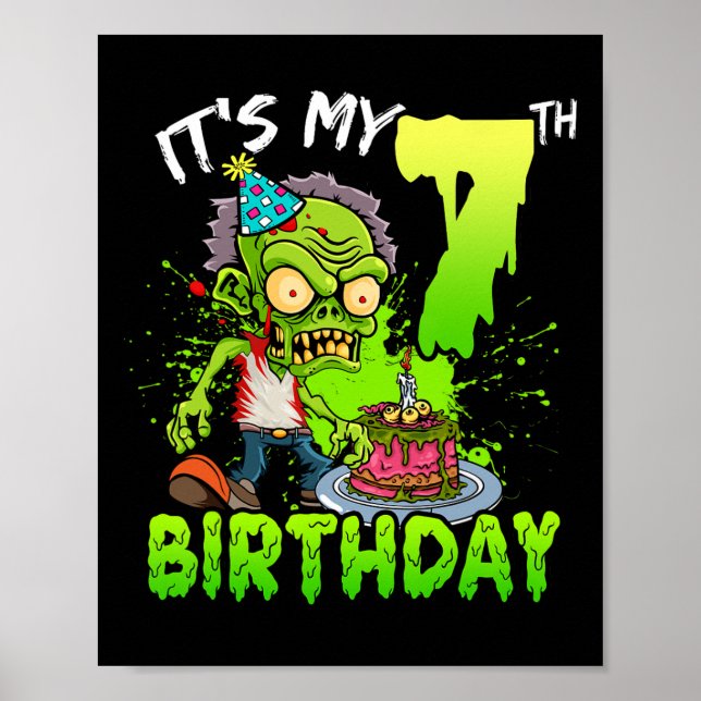 Affiche C'est mon 7e anniversaire Zombie Lover 7 ans Garço (Devant)