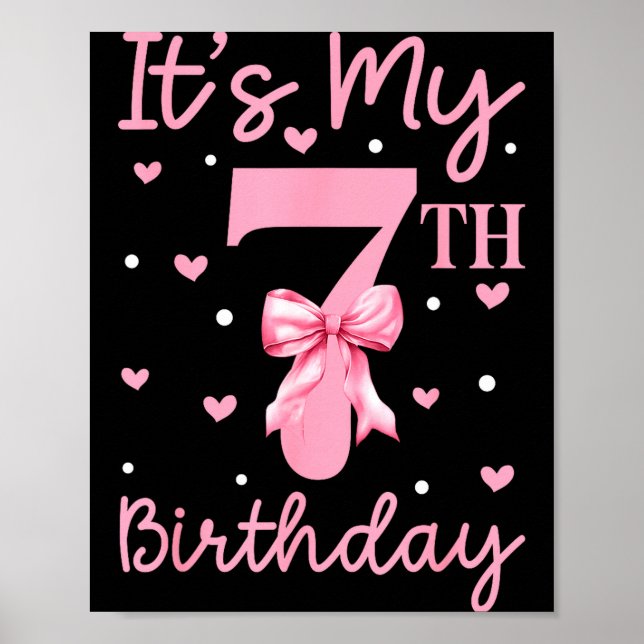 Affiche C'est mon 7ème anniversaire fille coquette bow 7 a (Devant)