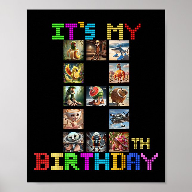 Affiche C'est mon 8e anniversaire drôle italien Brainrot M (Devant)