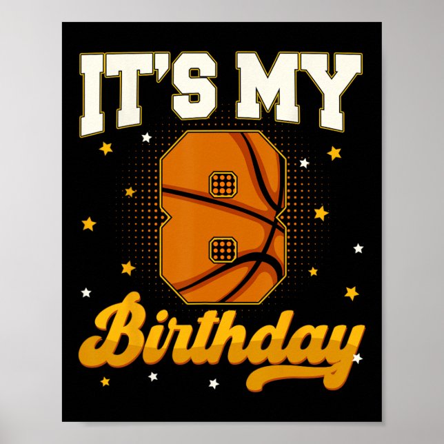Affiche C'est mon 8e anniversaire Sketll Boy 8 ans Cadeaux (Devant)