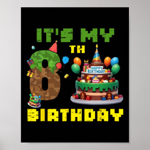 Affiche C'est mon 8ème anniversaire garçon fête d'annivers