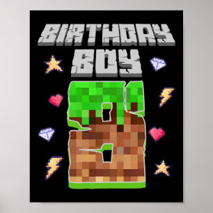 Affiche C'est mon 8ème anniversaire garçon joueur 8 ans Pi