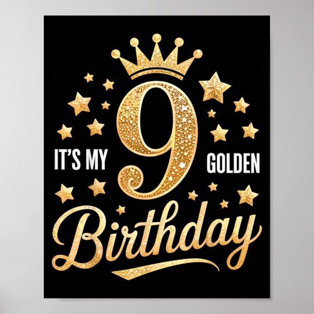 Affiche C'est mon 9e anniversaire d'or 9 ans Anniversaire  (Devant)