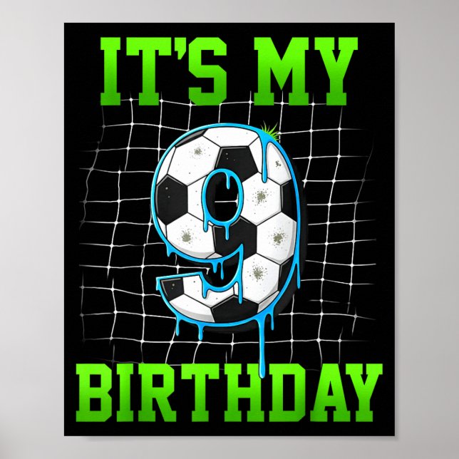 Affiche C'est mon 9e anniversaire Funny Soccer Anniversair (Devant)