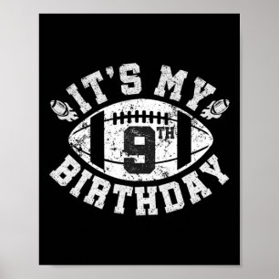 Affiche C'est mon 9e anniversaire garçon footballeur de 9