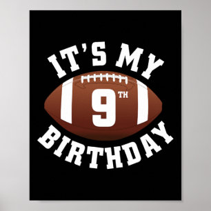 Affiche C'est mon 9e anniversaire garçon joueur de footbal