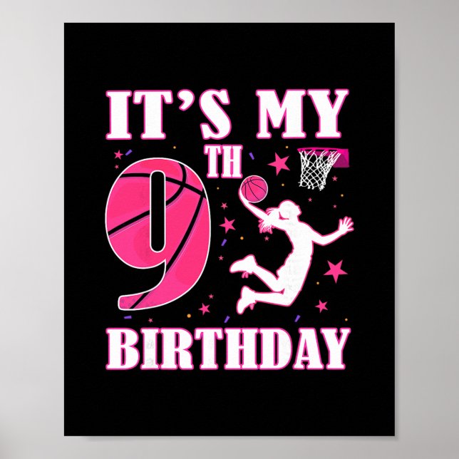 Affiche C'est mon 9e anniversaire Thème Sketll 9 ans Fête (Devant)