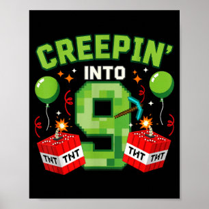 Affiche C'est mon 9ème anniversaire garçon joueur qui se g