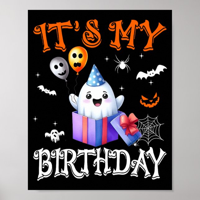 Affiche C'est mon anniversaire fantôme Joyeux Halloween An (Devant)