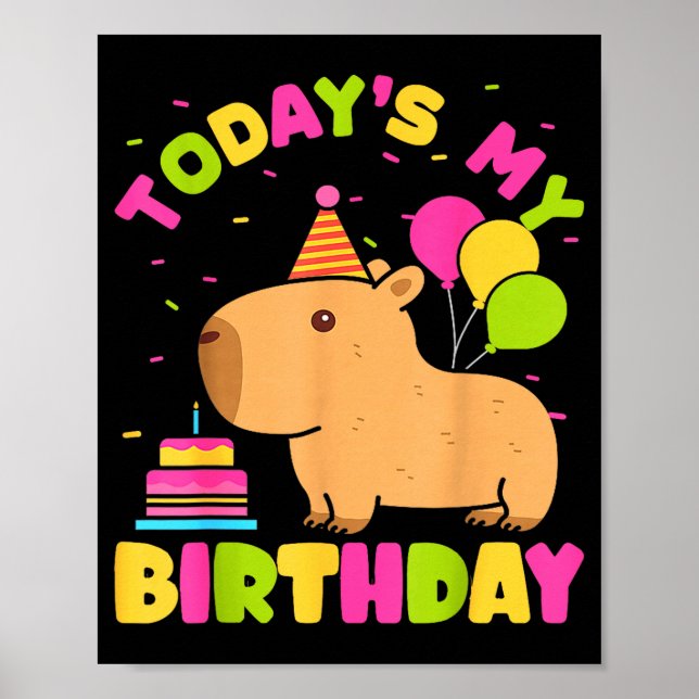 Affiche C'est mon anniversaire filles amoureuses de capyba (Devant)