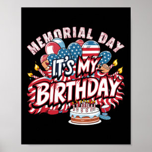Affiche C'est mon anniversaire Memorial Day Cool Retro Fun
