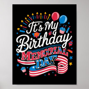 Affiche C'est Mon Anniversaire Memorial Day Cool Retro Fun