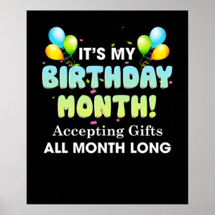 Affiche C'est mon Anniversaire Mois acceptant des cadeaux 