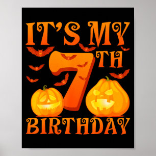 Affiche C'est mon anniversaire pour mes 7 ans Citrouilles 
