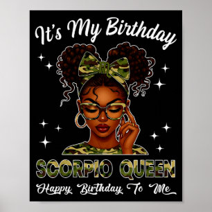 Affiche C'est mon anniversaire Scoro Queen Camo Bow Afro N