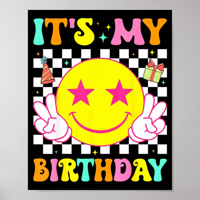 Affiche C'est mon anniversaire visage sourire heureux fill (Devant)