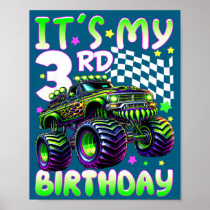 Affiche C'est mon camion monstre garçon 3ème anniversaire