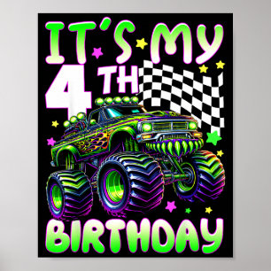 Affiche C'est mon camion monstre garçon 4ème anniversaire