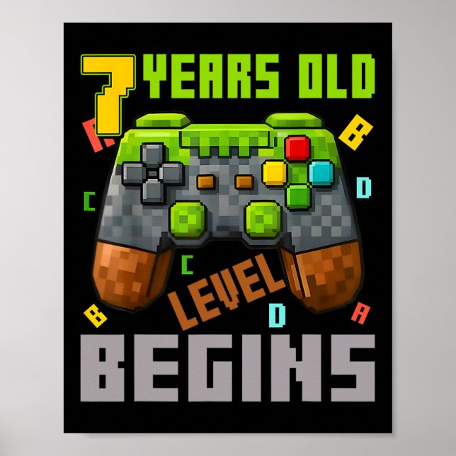 Affiche C'est mon contrôleur de jeu pixelisé pour mon 7e a (Devant)