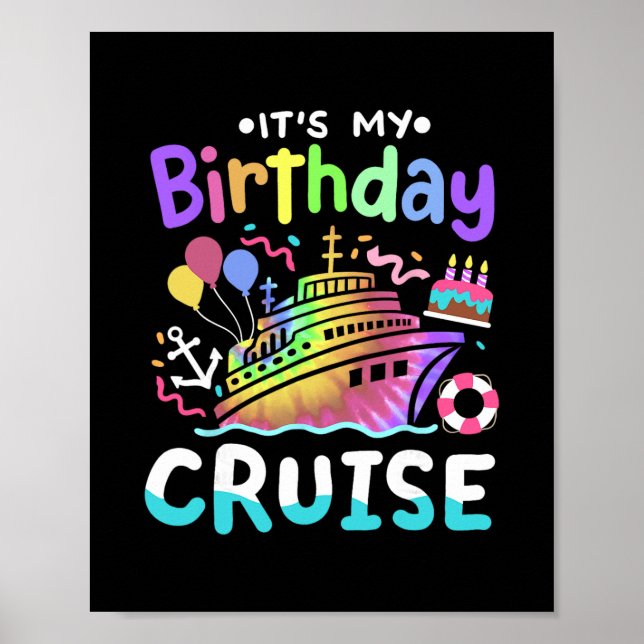 Affiche C'est mon croisière d'anniversaire Tie Dye Voyage  (Devant)