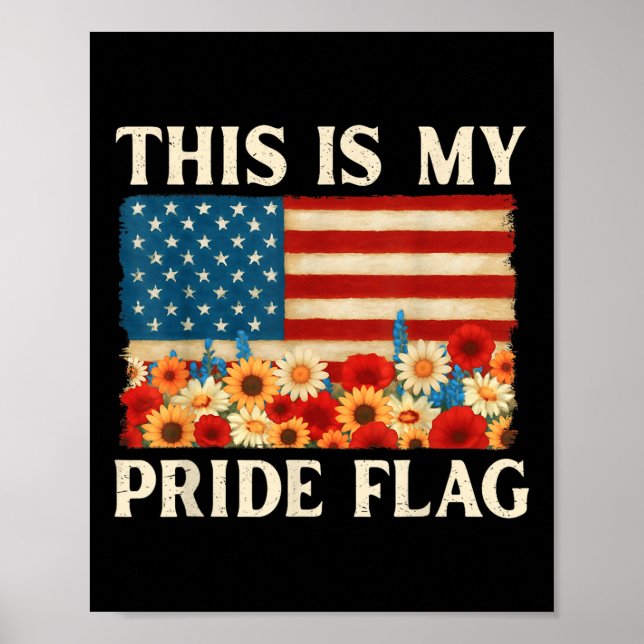 Affiche C'Est Mon Drapeau De Fierté Boho Floral Usa Drapea (Devant)