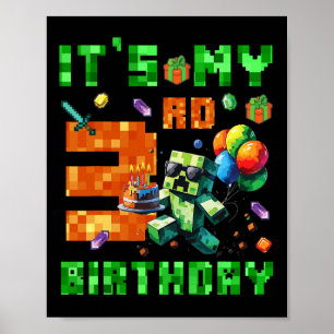 Affiche C'est mon jeu vidéo de numéro de pixel d'anniversa