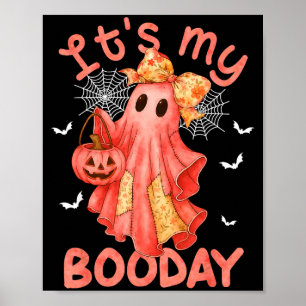 Affiche C'est mon jour de Boo Halloween Denim rose Anniver