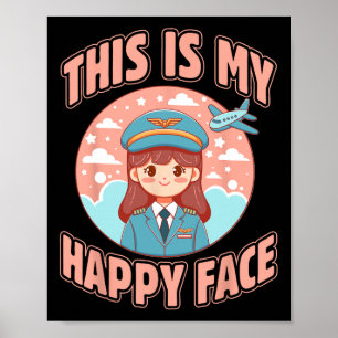 Affiche C'Est Mon Joyeux Visage Drôle Femme Pilote Avion