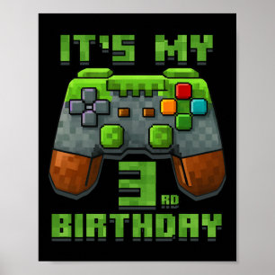 Affiche C'est mon maillot d'anniversaire 3 ans Gamer Vidéo