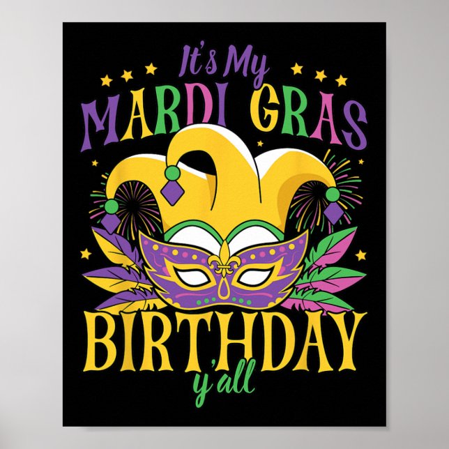 Affiche C'est mon Mardi Gras Anniversaire Yall (Devant)