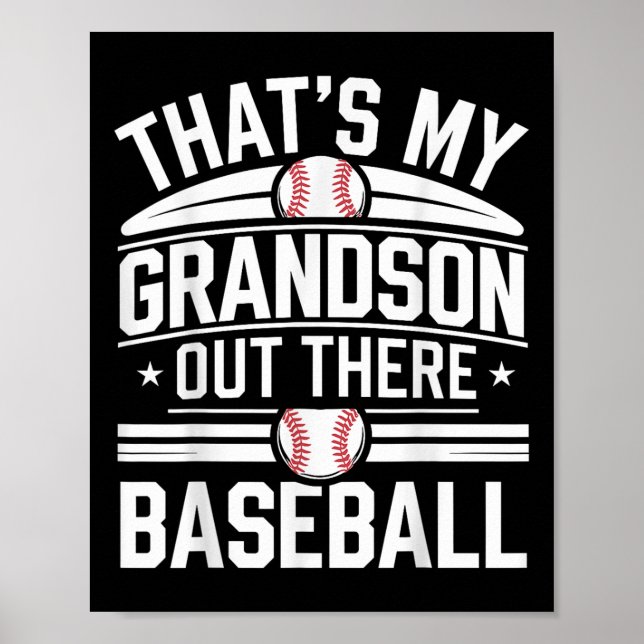 Affiche C'Est Mon Petit-Fils De Baseball Citation De Vêtem (Devant)