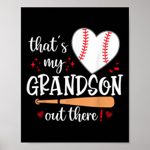 Affiche C'Est Mon Petit-Fils Là-Bas De Baseball Grand-Mère