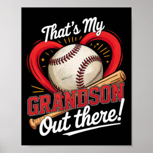 Affiche C'Est Mon Petit-Fils Là-Bas De Baseball Grand-Mère
