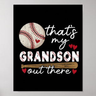 Affiche C'Est Mon Petit-Fils Là-Bas De Baseball Grand-Mère