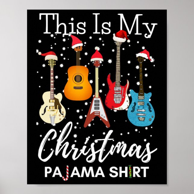 Affiche C'est mon pyjama de Noël guitare guitariste musiqu (Devant)