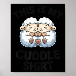 Affiche C'est mon t-shirt câlin couple de moutons mignons 