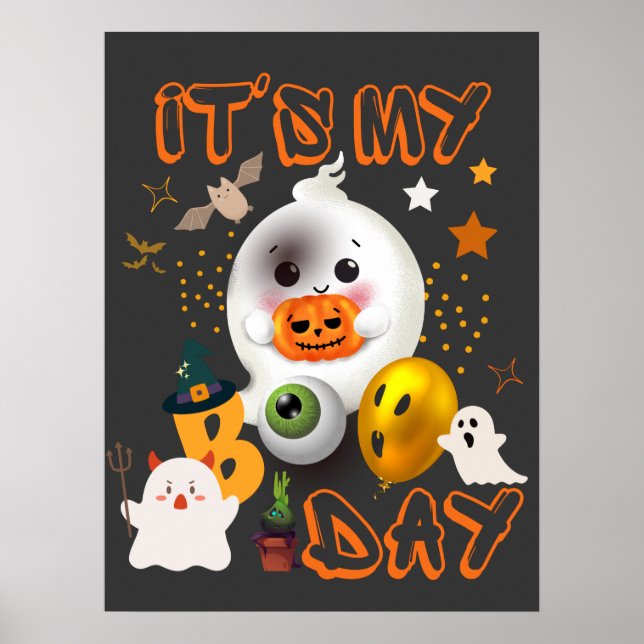 Affiche C'est My Boo Day Kids mignon Halloween Anniversair (Devant)