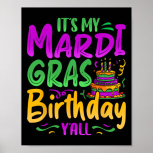 Affiche C'est My Mardi Gras Anniversaire Fête de Yall Mard
