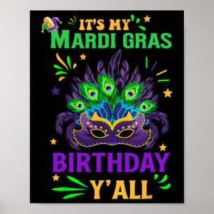 Affiche C'est My Mardi Gras Anniversaire Fête de Yall Mard