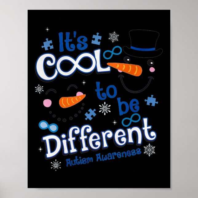 Affiche C'est Noël Cool d'être différent - Autisme Aware (Devant)