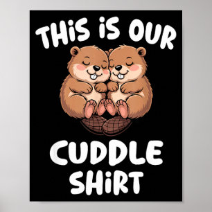 Affiche C'est notre maillot câlin Couple de castors mignon