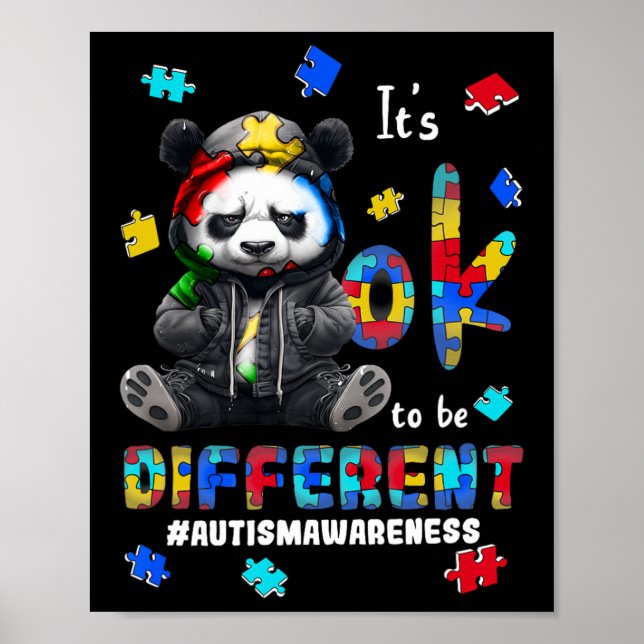 Affiche C'est Ok D'être Différent Panda Autisme  (Devant)