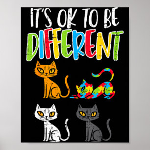 Affiche C'est Ok D'être Différent Puzzle Chat Mignon Awar