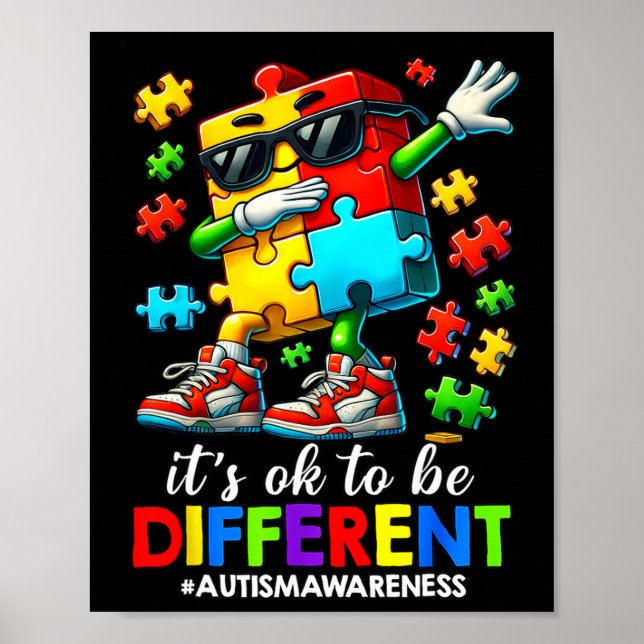 Affiche C'est Ok D'être Différent Puzzle Dabbing Autisme S (Devant)