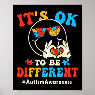 Affiche C'est Ok Pour Différent Autism Groovy Sourire Visa