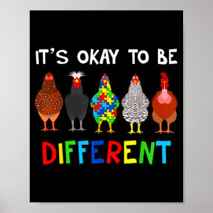 Affiche C'est Ok Pour Être Différent Cute Puzzle Poulet Au