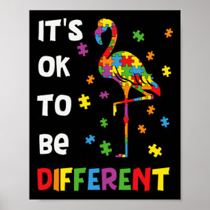 Affiche C'est Ok Pour Être Différent Flamant Rose Sensibil