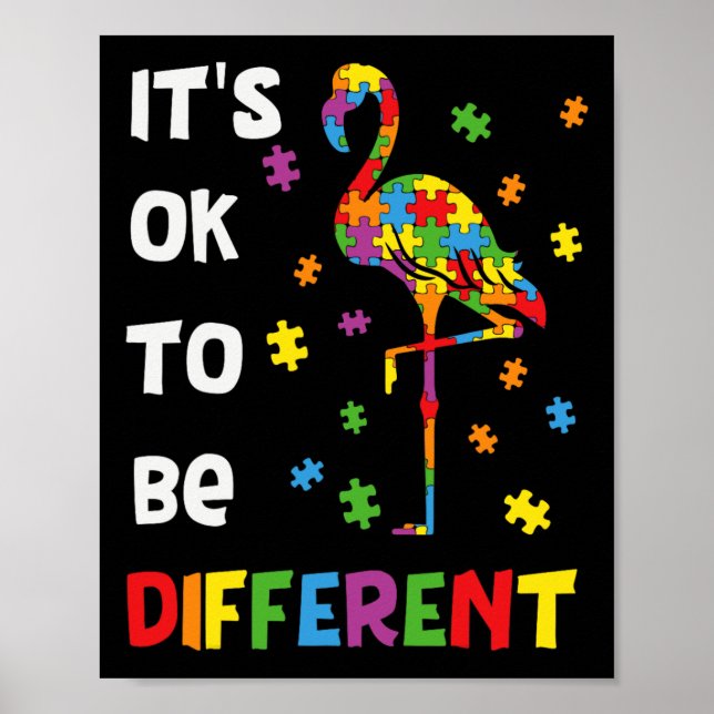 Affiche C'est Ok Pour Être Différent Flamant Rose Sensibil (Devant)