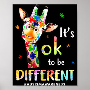 Affiche C'est Ok Pour Être Différent Girafe de Sensibilisa